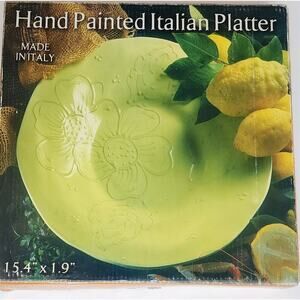Sole Di Toscana Hand-Made/Painted in Italy Green Monochromatic Serving Platter